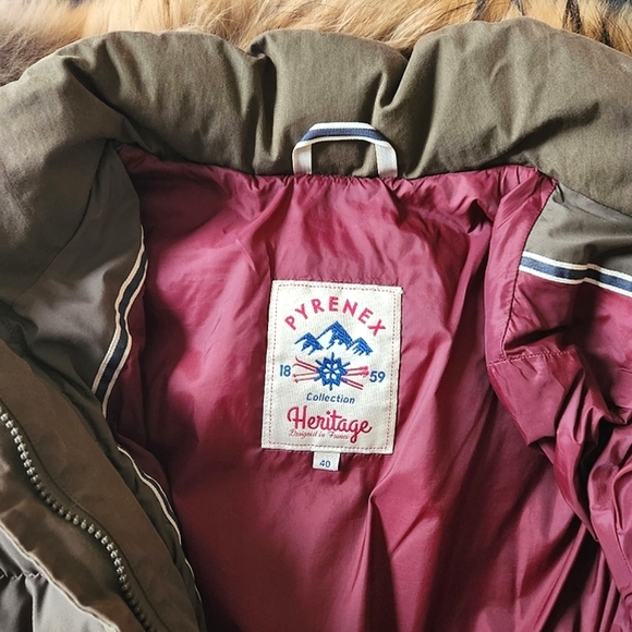 PYRENEX Halny down jacket in military green with fur, FR 40/US 6 - Picture 5 of 16